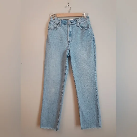 Abercrombie & Fitch The 90s Straight Ultra High Rise Denim Jean 27 Curve Love - Picture 2 of 12